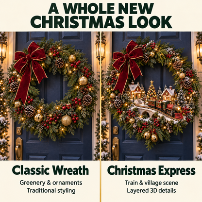 🎄🚂 Light-up Christmas Train Wreath – A Magical Welcome Home ✨