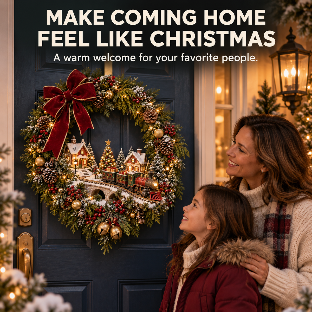 🎄🚂 Light-up Christmas Train Wreath – A Magical Welcome Home ✨