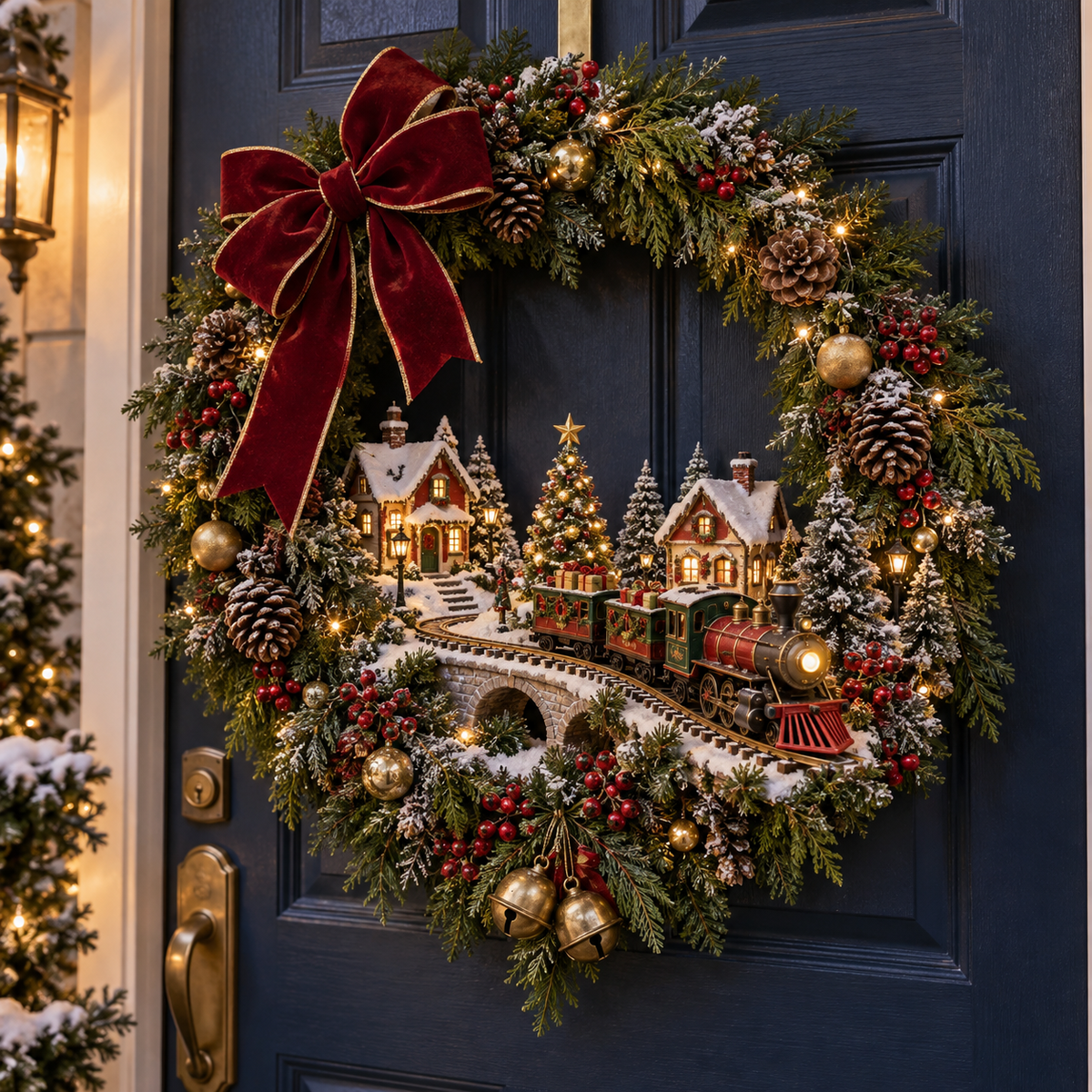 🎄🚂 Light-up Christmas Train Wreath – A Magical Welcome Home ✨