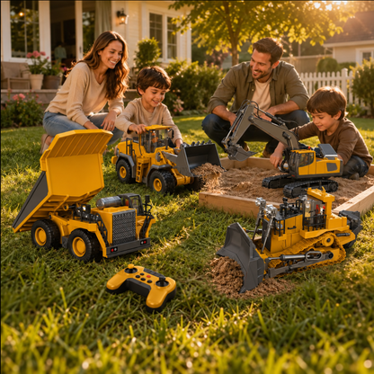 RC Construction Vehicle Toy Set with Excavator, Dump Truck, Forklift & Bulldozer🚜