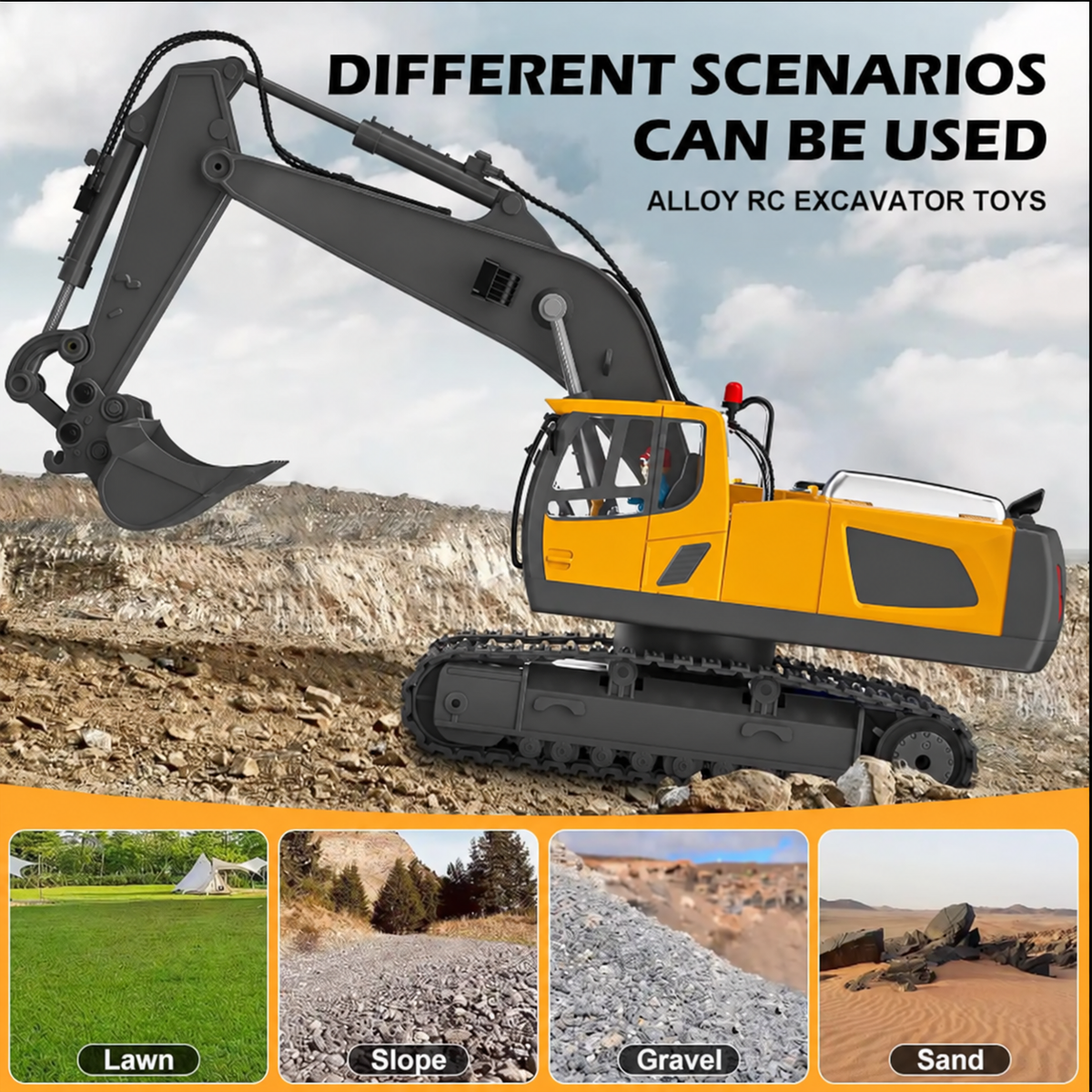 RC Construction Vehicle Toy Set with Excavator, Dump Truck, Forklift & Bulldozer🚜