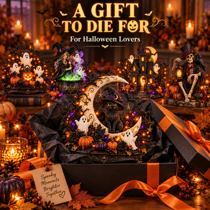 🎃 Light-Up Halloween Tabletop Decorations 👻 Spooky Ghost, Witch, Black Cat & Haunted House Collection ✨