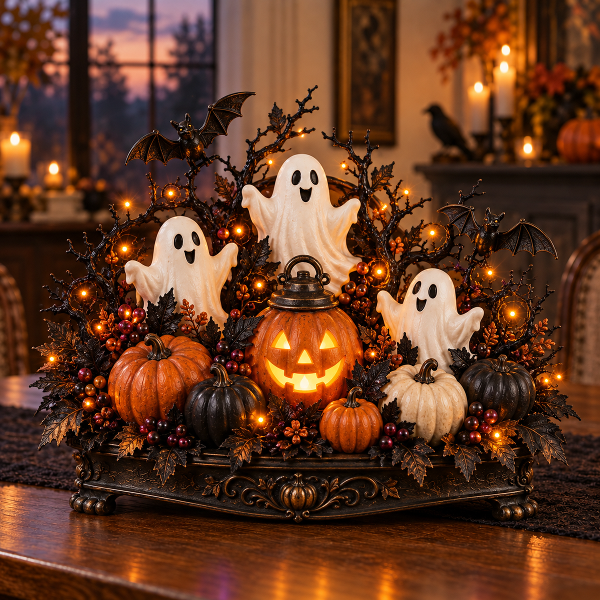 🎃 Light-Up Halloween Tabletop Decorations 👻 Spooky Ghost, Witch, Black Cat & Haunted House Collection ✨
