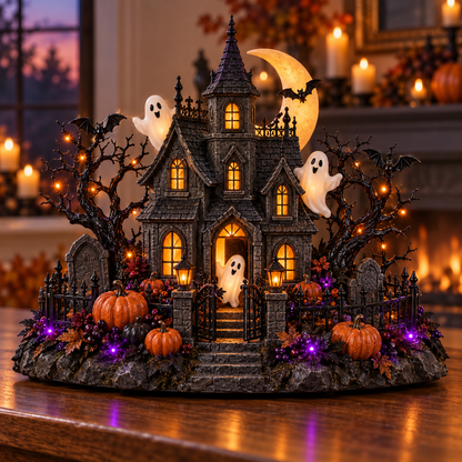🎃 Light-Up Halloween Tabletop Decorations 👻 Spooky Ghost, Witch, Black Cat & Haunted House Collection ✨
