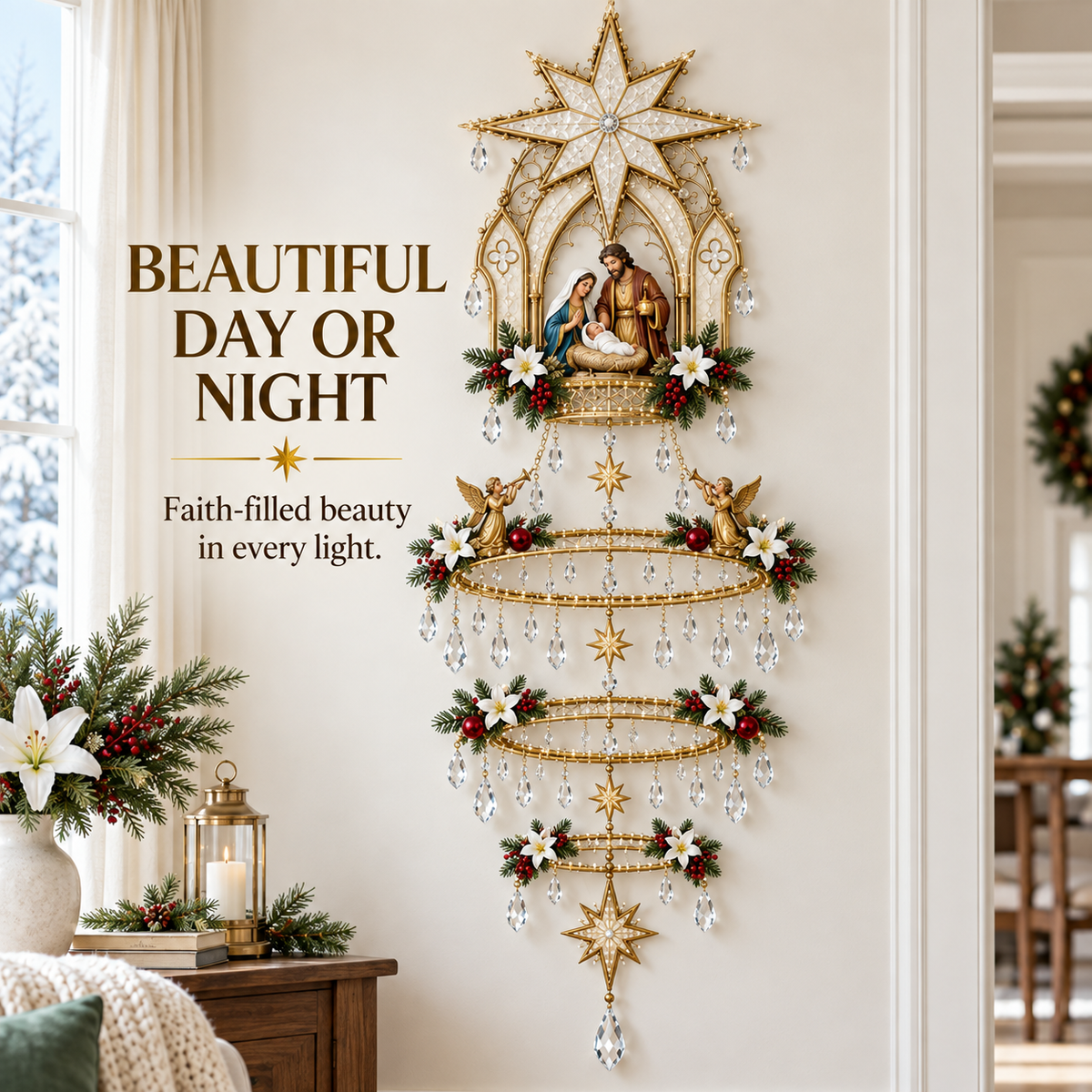 ✨ Light of His Love – Nativity Halo Wall Light 🕊️