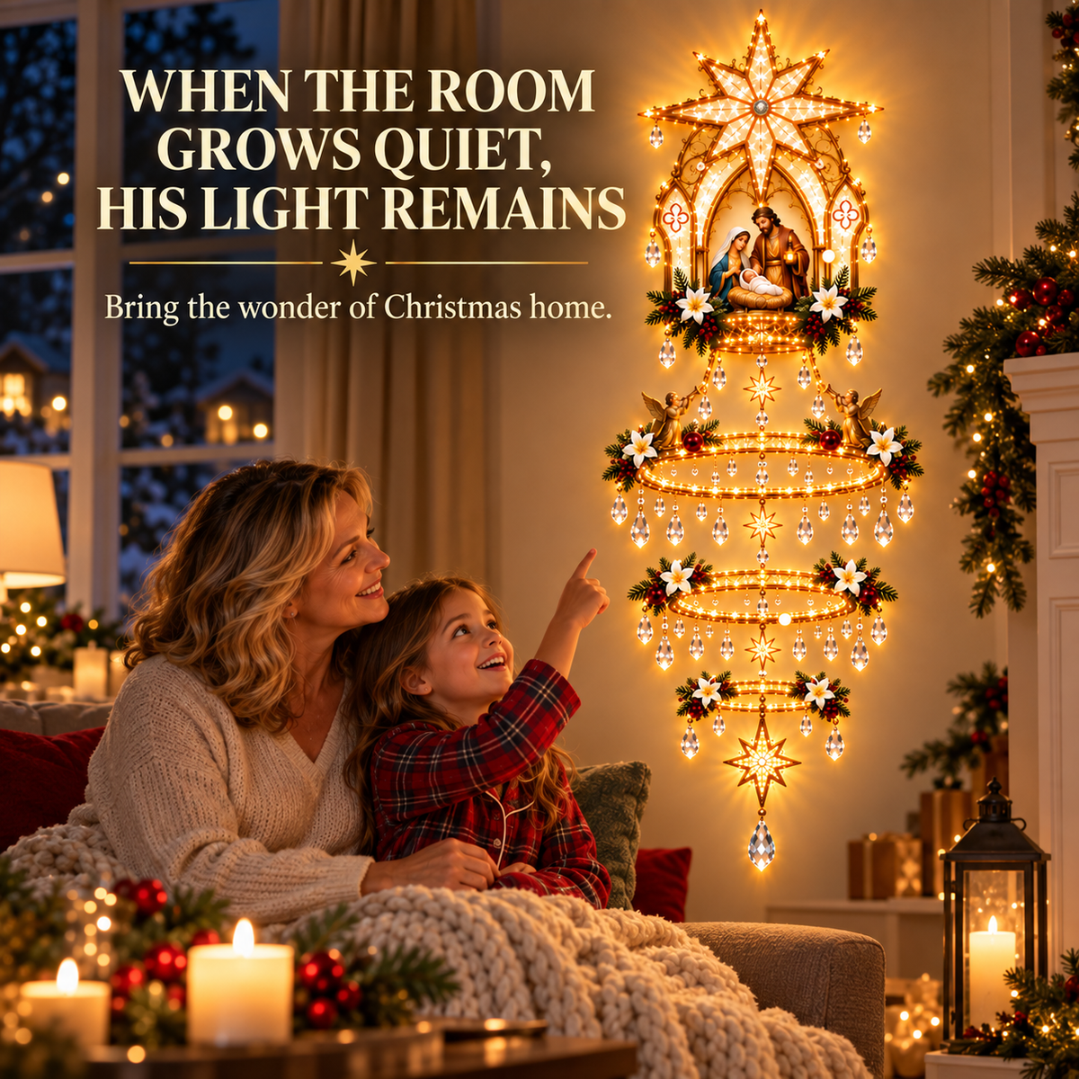 ✨ Light of His Love – Nativity Halo Wall Light 🕊️