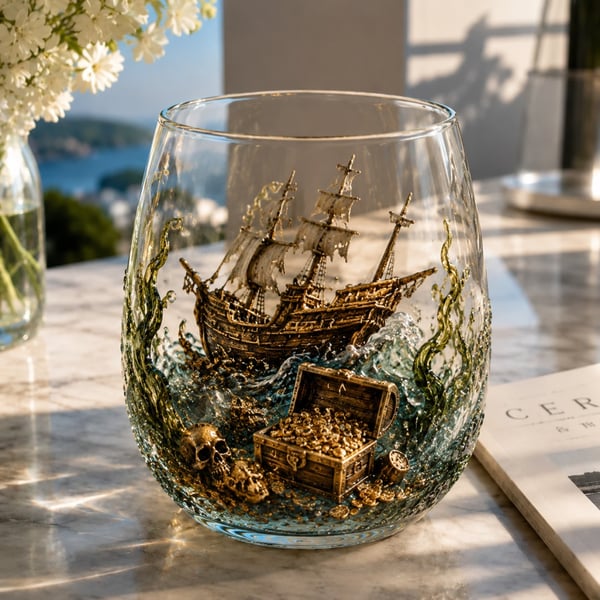🌊 Release The Kraken Pirate Glass Collection | 7-Piece Legendary Ocean Treasure Crystal Set for Whiskey Lovers & Home Bar Collectors ⚓✨