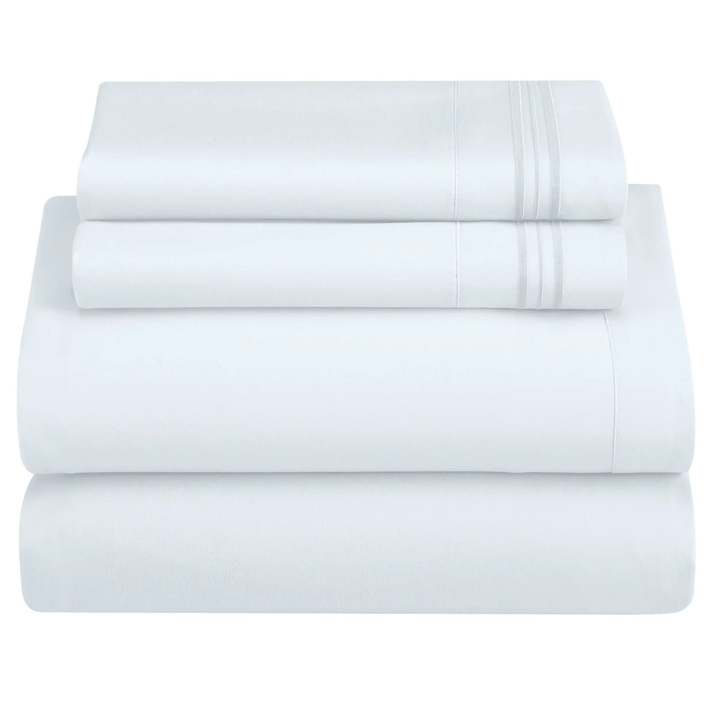 DECOR 4 Pcs Solid Bed Sheets - Brushed Microfiber Set