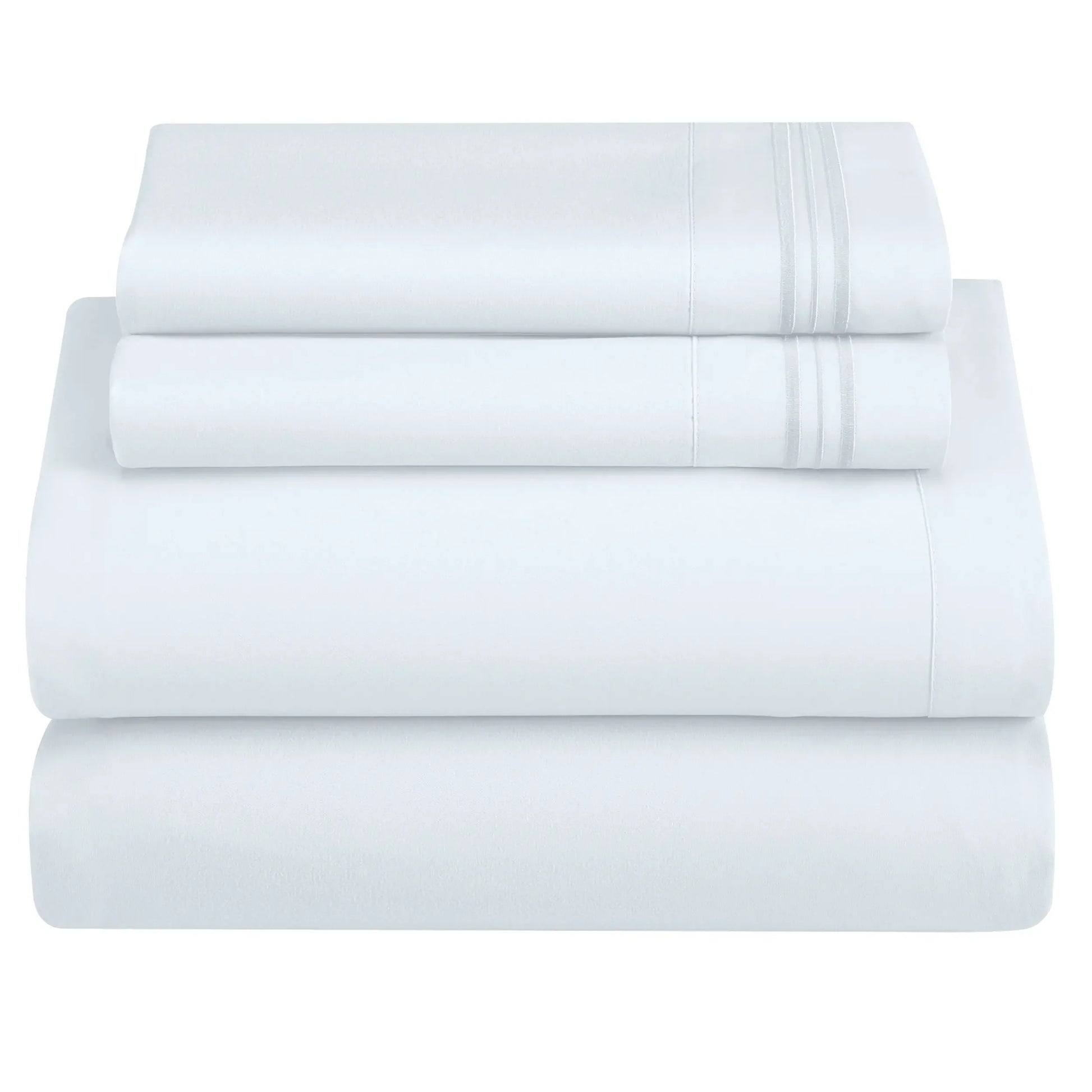 DECOR 4 Pcs Solid Bed Sheets - Brushed Microfiber Set