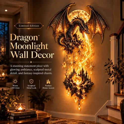 🔥 Last Day 49% OFF – 🐉 Dragonfire Moonlight Wall Lamp | Enchanted Fantasy Castle Decor ✨