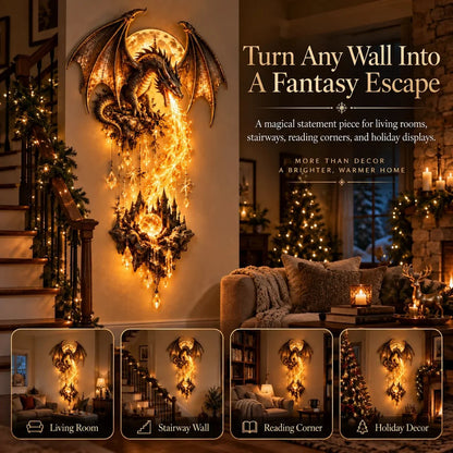 🔥 Last Day 49% OFF – 🐉 Dragonfire Moonlight Wall Lamp | Enchanted Fantasy Castle Decor ✨