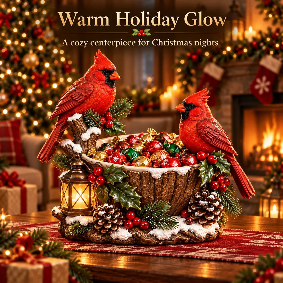🔥Hot Sale 49% OFF❤️ Cardinal Christmas Treat Bowl™ – Lighted Holiday Candy Bowl & Tabletop Decor