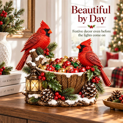 🔥Hot Sale 49% OFF❤️ Cardinal Christmas Treat Bowl™ – Lighted Holiday Candy Bowl & Tabletop Decor