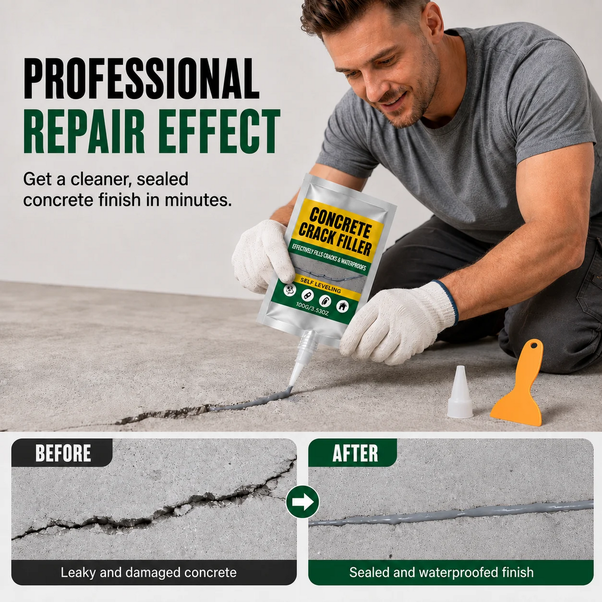 🛠️Waterproof Concrete Crack Filler for Indoor & Outdoor Use