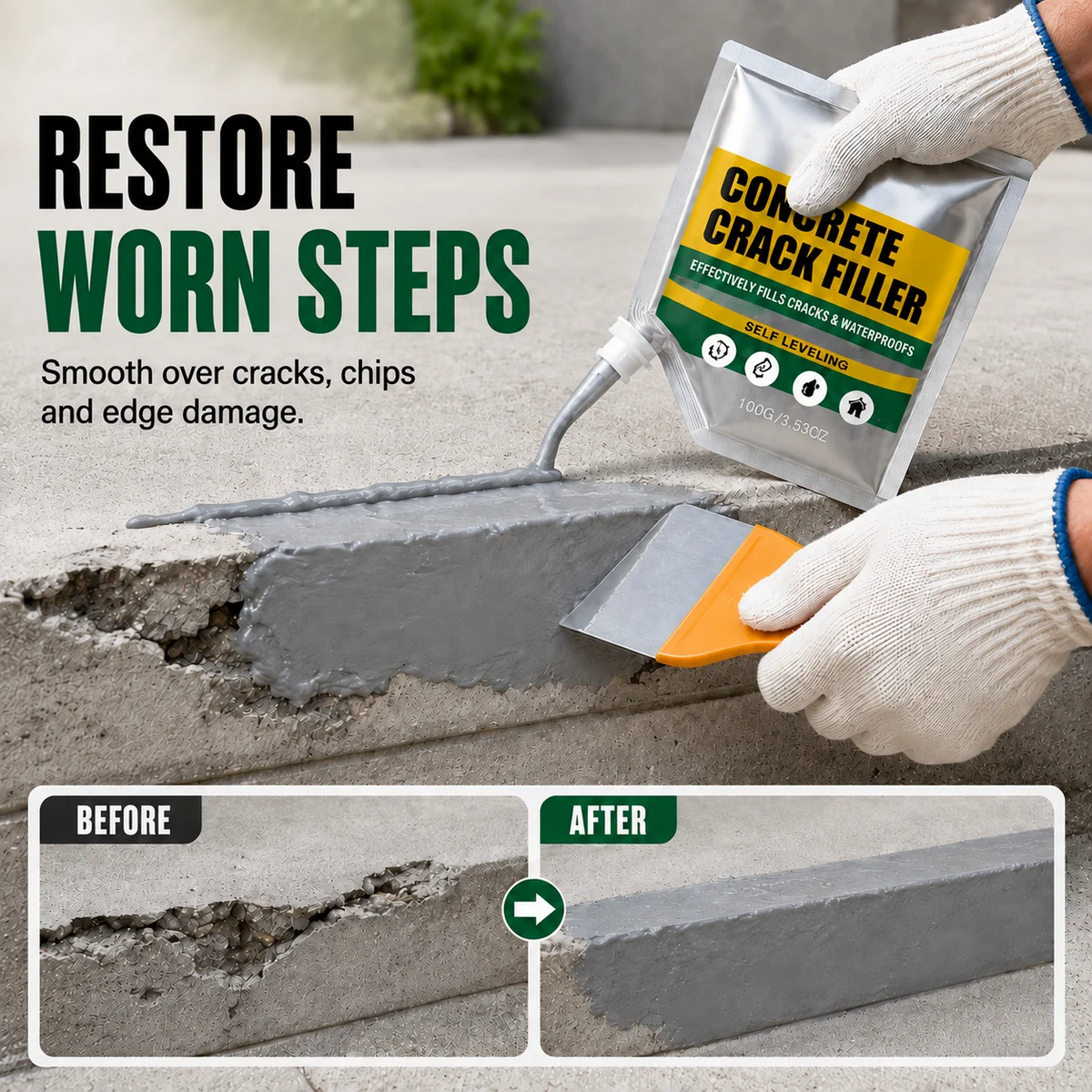 🛠️Waterproof Concrete Crack Filler for Indoor & Outdoor Use