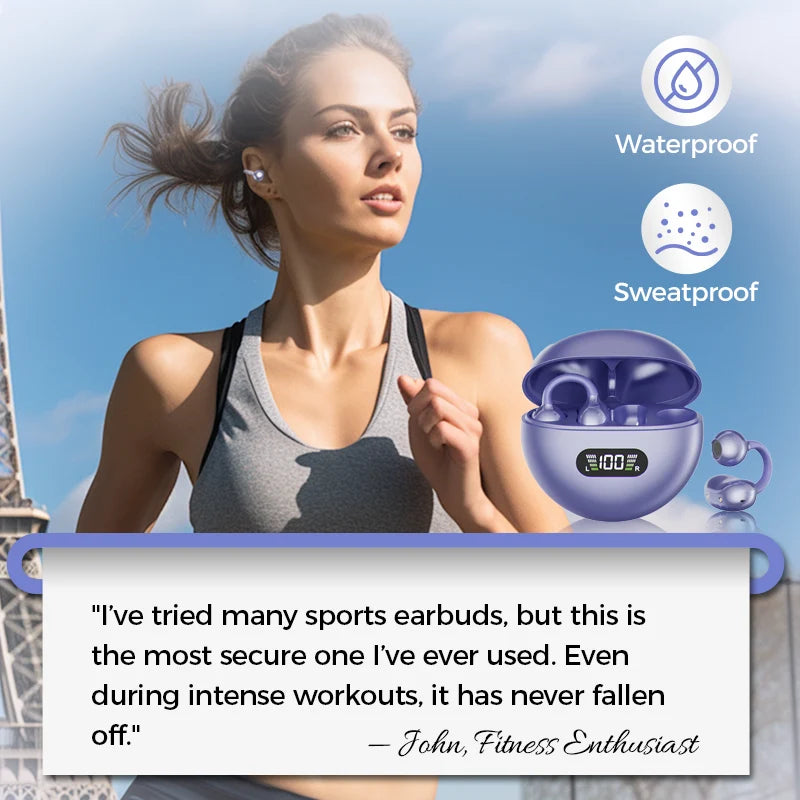 🔥 50% OFF! Open-Ear Clip-On Bluetooth Earbuds 🎧 All-Day Comfort, Immersive Sound & 8–10H Battery!