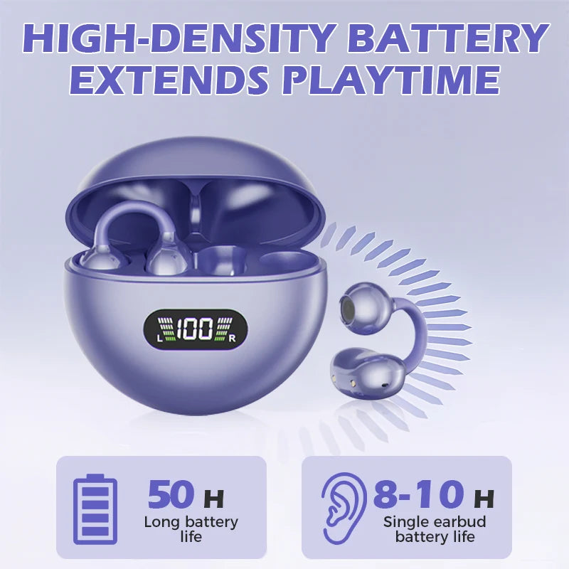 🔥 50% OFF! Open-Ear Clip-On Bluetooth Earbuds 🎧 All-Day Comfort, Immersive Sound & 8–10H Battery!