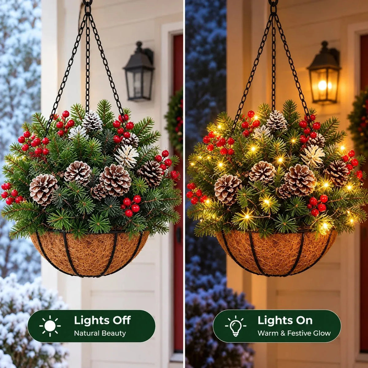 🎄 Last day: 50% OFF🏆Christmas basket with built-in lights |🧺 With built-in lights, weatherproof and maintenance-free