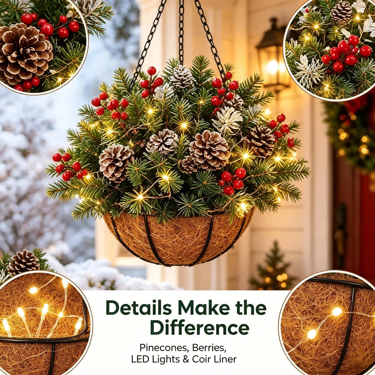 🎄 Last day: 50% OFF🏆Christmas basket with built-in lights |🧺 With built-in lights, weatherproof and maintenance-free