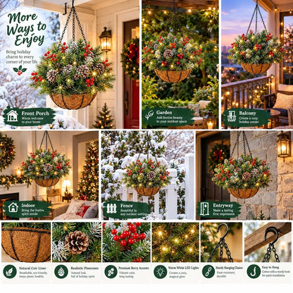 🎄 Last day: 50% OFF🏆Christmas basket with built-in lights |🧺 With built-in lights, weatherproof and maintenance-free