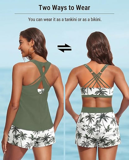 ⏰LAST DAY 57% OFF - 3 Piece Tankini with Shorts🔥