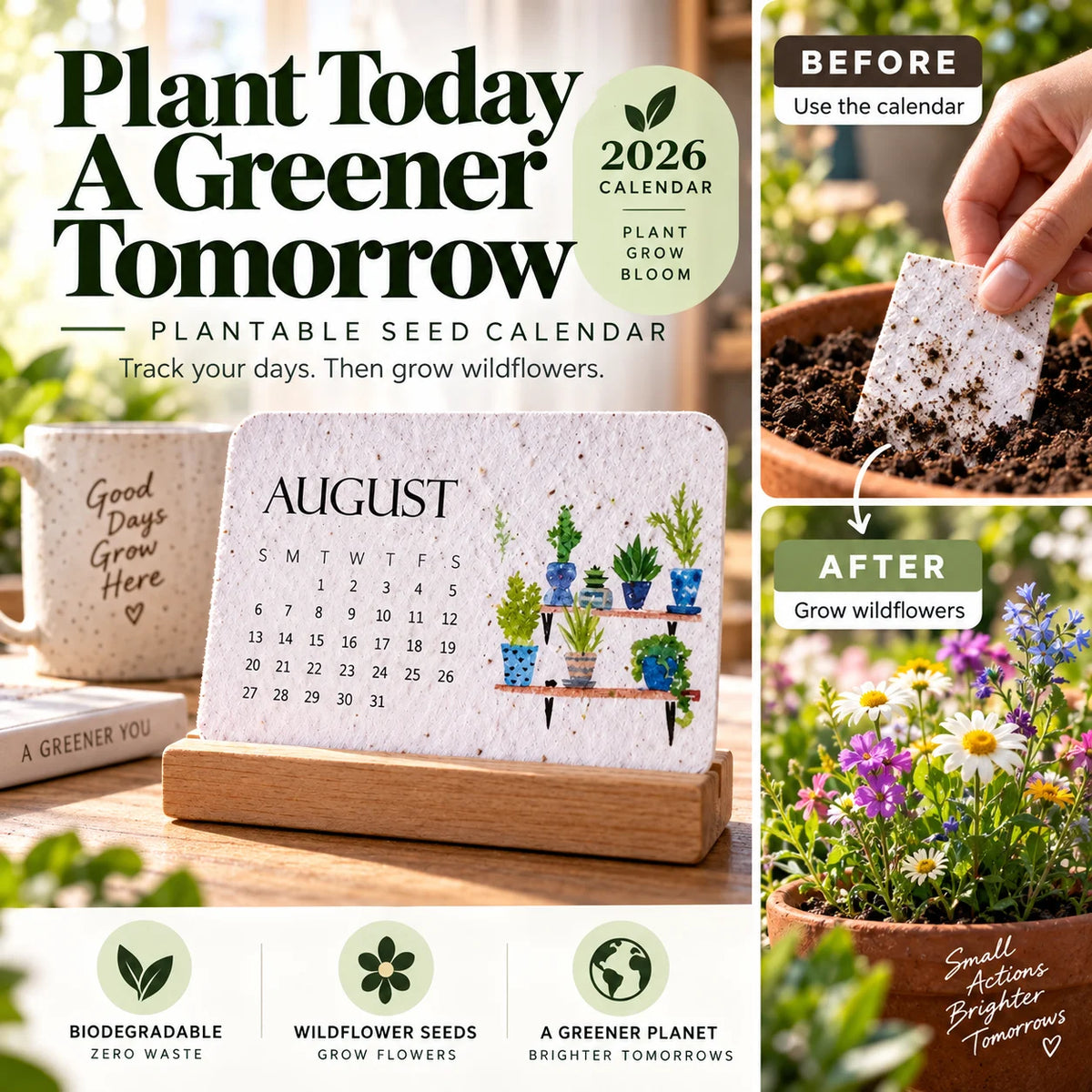 🌷Flowers🍓Fruits🪴Herbs🌱Eco-Friendly Plantable “Timeless” Seed Calendar 2027