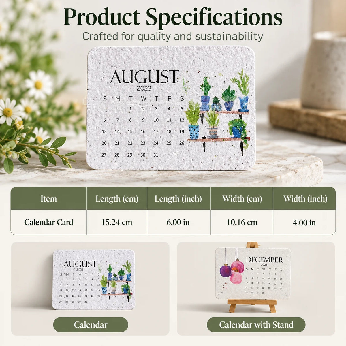 🌷Flowers🍓Fruits🪴Herbs🌱Eco-Friendly Plantable “Timeless” Seed Calendar 2027