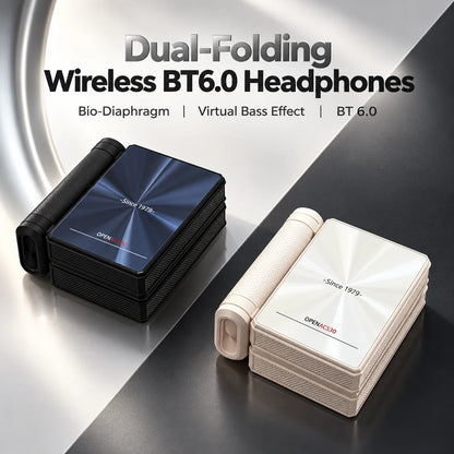 Dual-Folding Bluetooth Headphones - Waterproof, Stable Connection & Portable Design