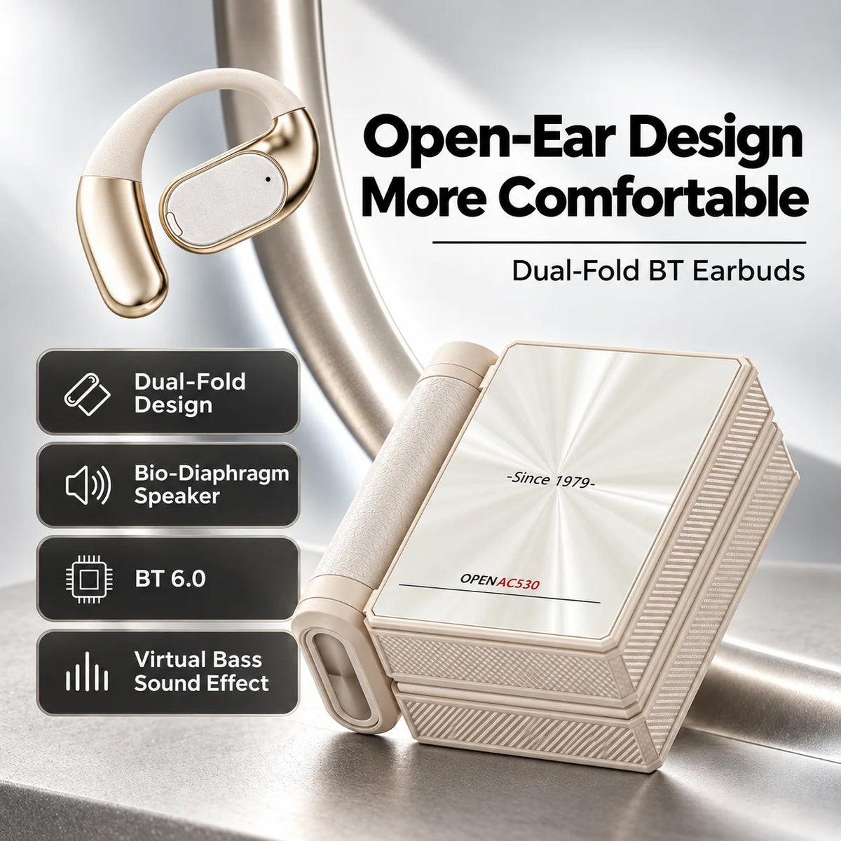 Dual-Folding Bluetooth Headphones - Waterproof, Stable Connection & Portable Design