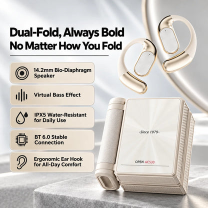 Dual-Folding Bluetooth Headphones - Waterproof, Stable Connection & Portable Design
