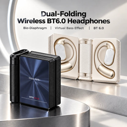 Dual-Folding Bluetooth Headphones - Waterproof, Stable Connection & Portable Design