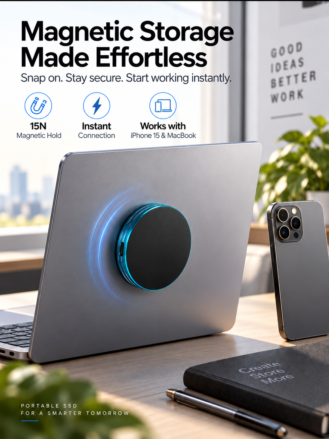 Magnetic Portable SSD – Anti-Lost External Solid State Drive