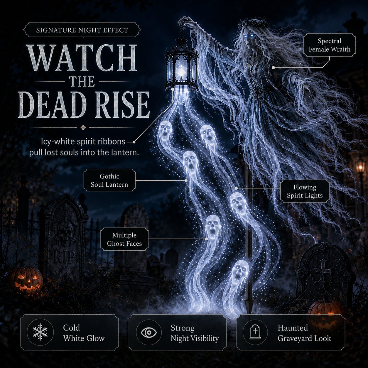 🔥Today 59% OFF🎁 - 💀Halloween Ghostly Animated Cemetery Lights