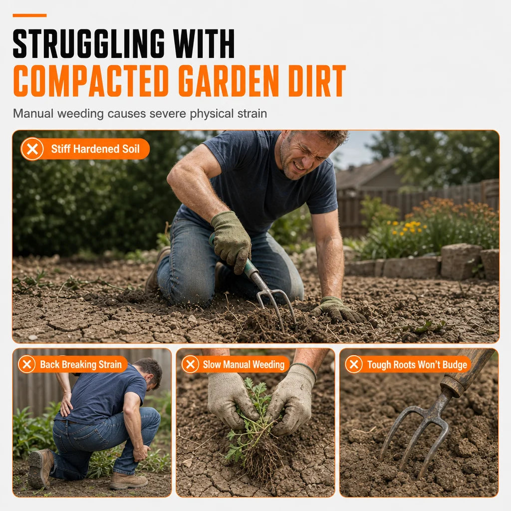 Cordless Handheld Mini Tiller Cultivator 21V Lithium Battery Powered Portable Garden Soil Loosener and Weeder for Home Yard