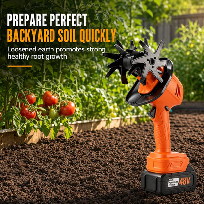 Cordless Handheld Mini Tiller Cultivator 21V Lithium Battery Powered Portable Garden Soil Loosener and Weeder for Home Yard
