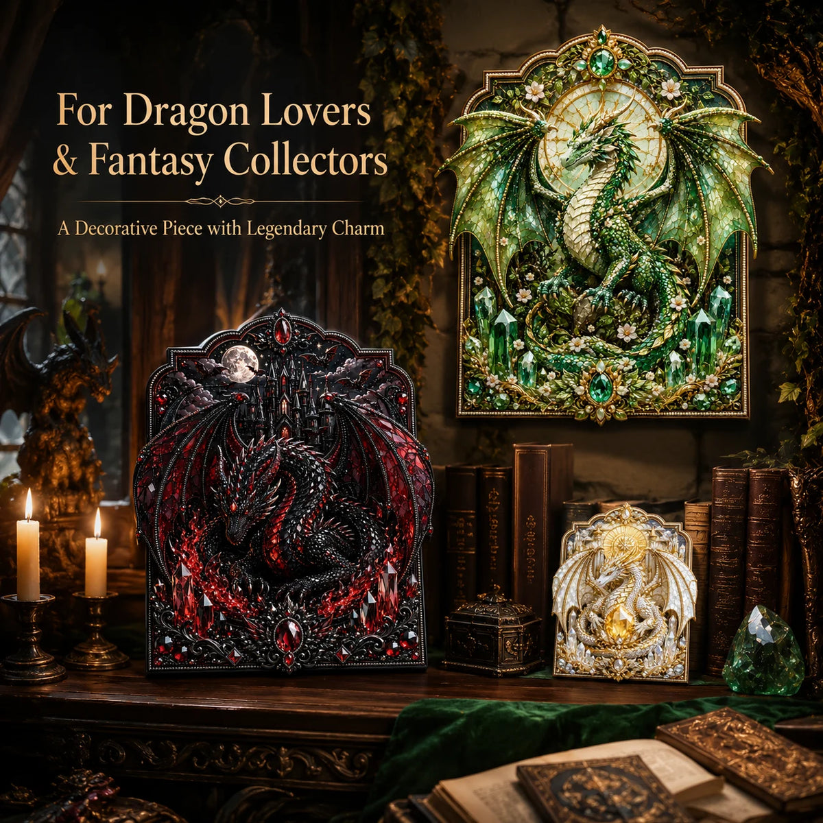 🐉 3D Layered Dragon Diamond Painting Kit, 5 Styles Fantasy Crystal Pearl Drill DIY Art Decor 25×30cm