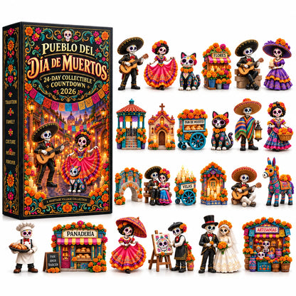 🔥Pueblo del Día de Muertos 2026 – 24-Day Day of the Dead Collectible Countdown Calendar with 24 Unique Miniatures