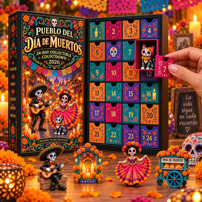 🔥Pueblo del Día de Muertos 2026 – 24-Day Day of the Dead Collectible Countdown Calendar with 24 Unique Miniatures
