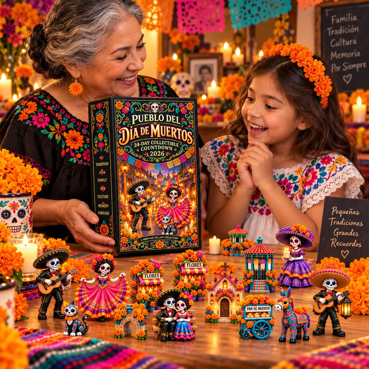 🔥Pueblo del Día de Muertos 2026 – 24-Day Day of the Dead Collectible Countdown Calendar with 24 Unique Miniatures