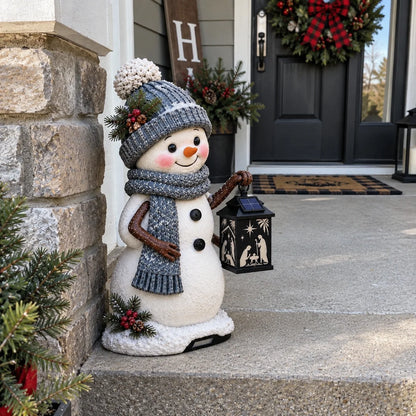 ⛄️🎄Snowman Nativity Glow – Solar Christmas Step Light with Holy Family Projection