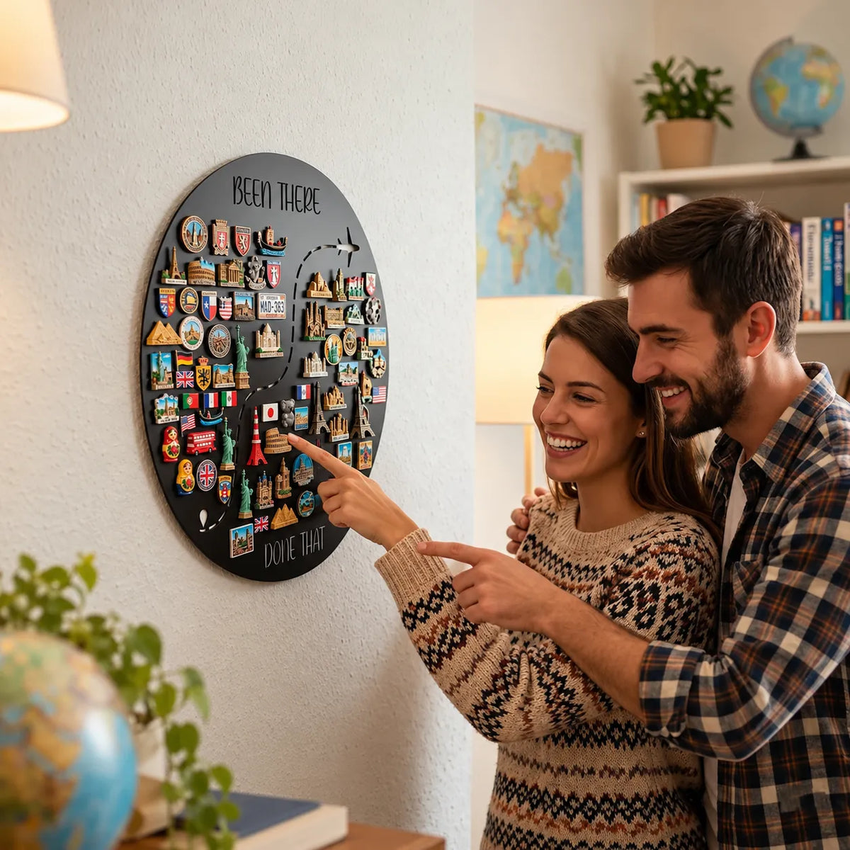 🌍✈️ Been There, Done That Travel Magnet Display Board – Round Travel Memory Wall Decor