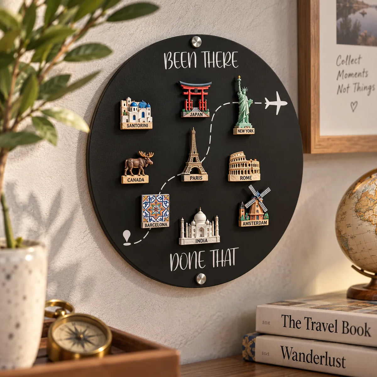 🌍✈️ Been There, Done That Travel Magnet Display Board – Round Souvenir Magnet Wall Organizer, Personalized Travel Memory Decor & Unique Gifts for Travelers 🎁