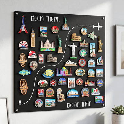 🌍✈️ Been There, Done That Travel Magnet Display Board – Round Souvenir Magnet Wall Organizer, Personalized Travel Memory Decor & Unique Gifts for Travelers 🎁