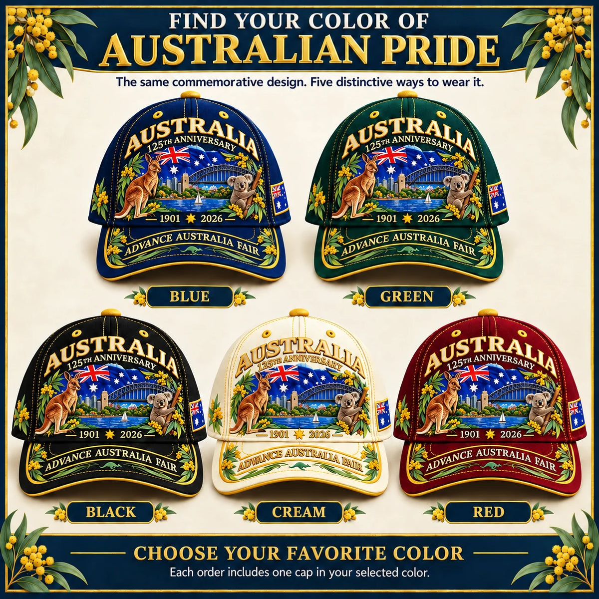 Australia 125th Anniversary 1901–2026 Commemorative Cap🦘