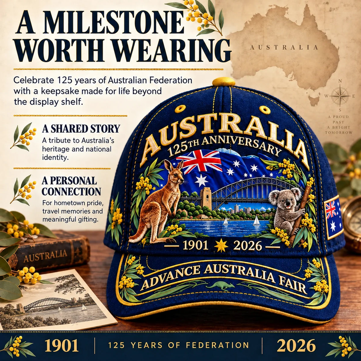 Australia 125th Anniversary 1901–2026 Commemorative Cap🦘