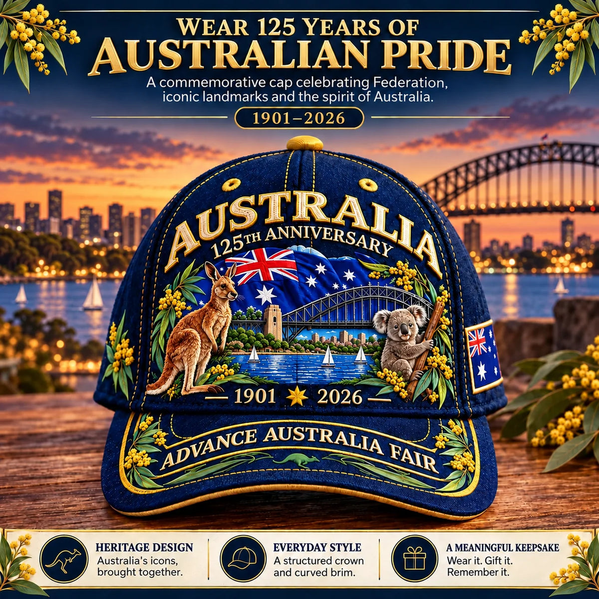 Australia 125th Anniversary 1901–2026 Commemorative Cap🦘