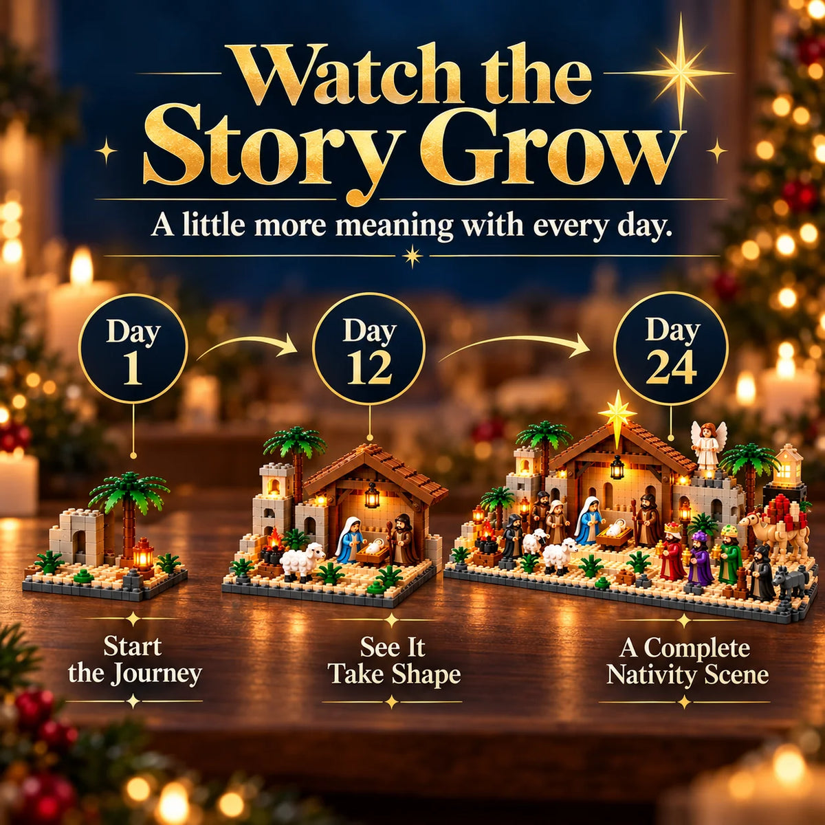 🎅🏻🗓️Nativity Advent Calendar – 24-Day Buildable Christmas Nativity Set