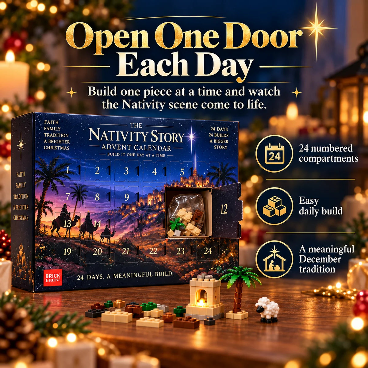 🎅🏻🗓️Nativity Advent Calendar – 24-Day Buildable Christmas Nativity Set