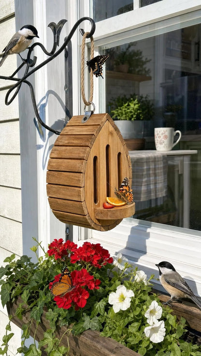 🔥 LAST DAY 50% OFF - 🦋 Handmade Butterfly House with Feeder Station