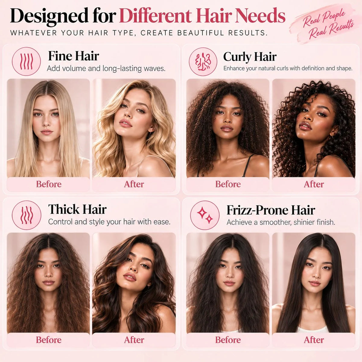 🎀 5-in-1 Hair Styler for Curls, Waves & More